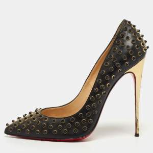 Christian Louboutin Black Studded Leather So Kate Pumps Size 41