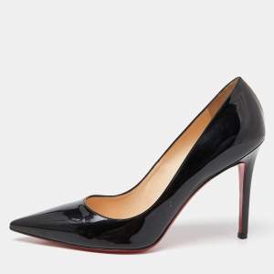 Pre Owned Christian Louboutin Black Patent Leather Pointed Toe Pumps Size 40.5