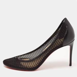 Christian Louboutin Black Chevron Mesh Saramor Maille Pointed Toe Pumps Size 36