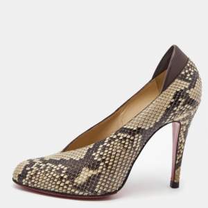 Christian Louboutin Beige/Brown Python Pumps Size 38.5