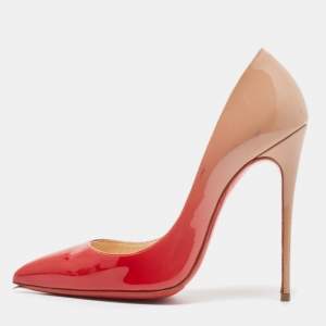 Christian Louboutin Red/Beige Ombre Patent Leather So Kate Pumps Size 36