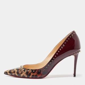 Christian Louboutin Tricolor Ombre Leopard Print Patent Leather Anjalina Pumps Size 39.5