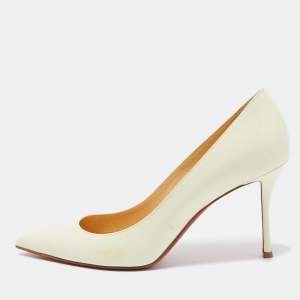 Christian Louboutin Cream Patent Leather Kate Pumps Size 38.5