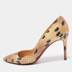 Christian Louboutin Beige/Black Snakeskin Decollete Pumps Size 39