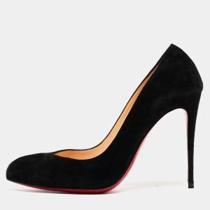 Pre Owned Christian Louboutin Black Suede Pointed Toe Pumps Size 38.5