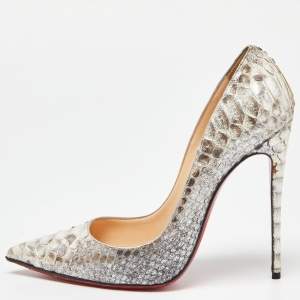 Christian Louboutin Silver Python So Kate Pumps Size 38.5