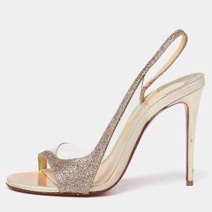 Christian Louboutin Transparent Glitter and PVC Slingback Sandals Size 36