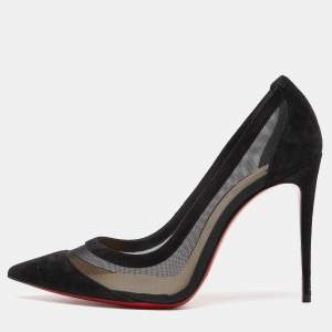 Christian Louboutin Black Mesh and Suede Panel Pumps Size 39