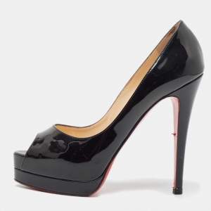 Christian Louboutin Black Patent Leather Altadama Pumps Size 38