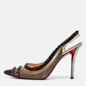 Christian Louboutin Black Suede and Patent Paulina  Pumps Size 37.5