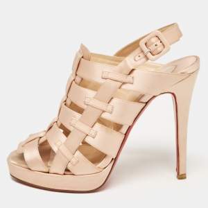 Christian Louboutin Pink Satin Paquita Ankle Strap Sandals Size 39