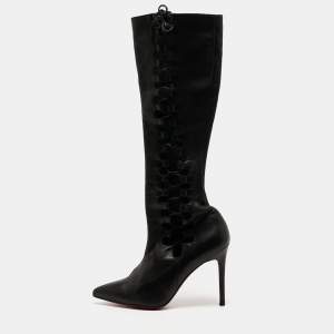 Christian Louboutin Black Leather Sempre Knee Length Boots Size 37