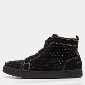 Christian Louboutin Black Suede Spike High Top Sneakers  Size 40