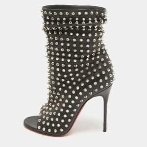 Christian Louboutin Black Leather Guerilla Ankle Boots Size 37.5