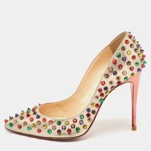 Christian Louboutin Multicolor Leather Pigalle Spikes Pumps Size 38.5