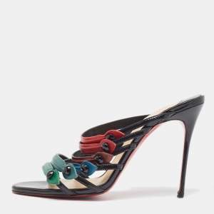 Christian Louboutin Multicolor Leather Slide Sandals Size 41