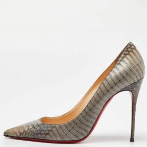 Christian Louboutin Grey Water Snake So Kate Pumps Size 39.5