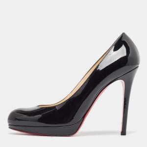 Christian Louboutin Black Patent Leather New Simple Pumps Size 37.5