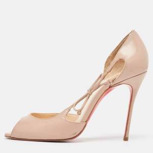 Pre Owned حذاء كعب عالي كريستيان لوبوتان ديلكو جلد بيج مقاس 36.5