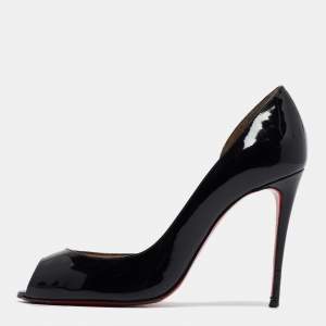 Pre Owned Christian Louboutin Black Patent Leather Demi You Pumps Size 38.5