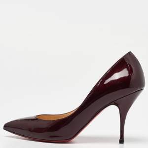 Christian Louboutin Burgundy Patent Leather Pigalle Pointed Toe Pumps Size 36