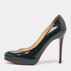 Christian Louboutin Green Patent Leather Simple Pumps Size 37.5