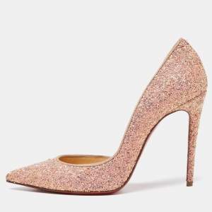 Christian Louboutin Peach Glitter Iriza D'Orsay Pumps Size 36.5