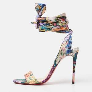 Christian Louboutin Multicolor Satin Du Desert Sandals Size 37.5