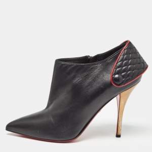 Christian Louboutin Black Leather Huguette Ankle Booties Size 38