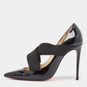 Christian Louboutin Black Patent Leather and Elastic Sharpstagram Pumps Size 35