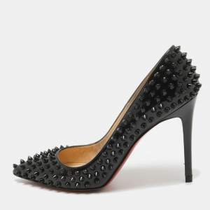 Christian Louboutin Black Patent Leather Pigalle Spikes Pumps Size 38.5