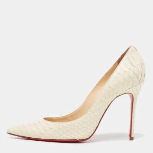 Christian Louboutin Off White Python Decollete 554 Pumps Size 38.5