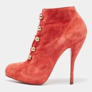 Christian Louboutin Red Suede Booties Size 39.5