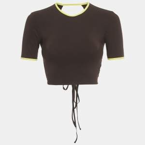 Pre Owned Christopher Esber Brown Back-Open Crop Top S