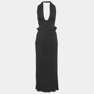 مملوكة مسبقًا Christopher Esber Black Knit Detachable Halter Neck Dress M 