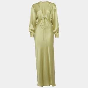 Pre Owned Christopher Esber Light Green Silk Cut Out Maxi Dress L