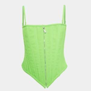 Christopher John Rogers Green Wool Sleeveless Crop Top S