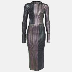 Christopher Kane Multicolor Foil Print Rib Knit Bodycon Dress M