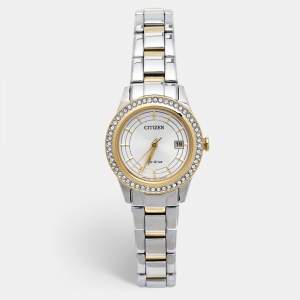 Citizen Silver Two-Tone Stainless Steel Eco-Drive FE1124-82A Women's Wristwatch 28 mm