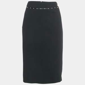 Class by Roberto Cavalli Black Cotton Knit Waist Stud Detail Short Skirt L