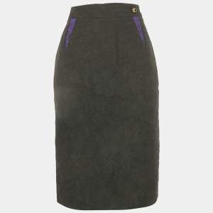 Pre Owned Class by Roberto Cavalli Black Floral Jacquard Pencil Skirt L