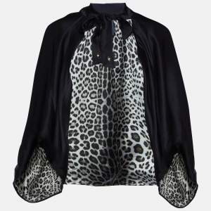 Class by Roberto Cavalli Black Textured Satin Bolero Jacket M