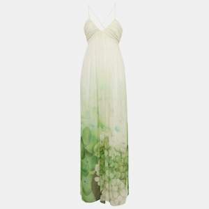 Class by Roberto Cavalli Green Floral Print Silk Maxi Dress M