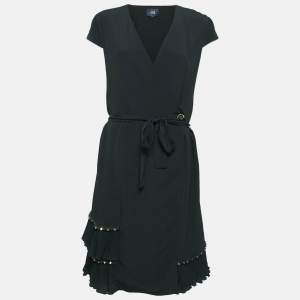 Class by Roberto Cavalli Black Crepe Pleated Hem Knee-Length Dress M