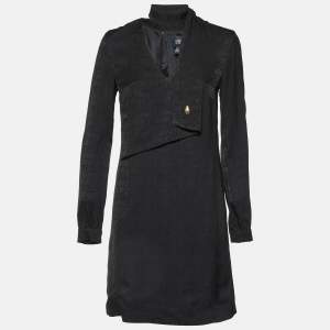 Class by Roberto Cavalli Black Logo Jacquard Crepe Shift Dress S