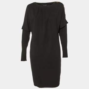 Class by Roberto Cavalli Black Jersey Panelled Knee-Length Dress M