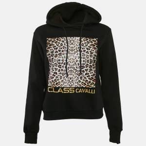 Cavalli Class by Roberto Cavalli Black Leopard Print Hoodie XS