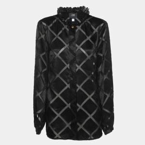 Class by Roberto Cavalli Black Diamond Pattern Chiffon Blouse M