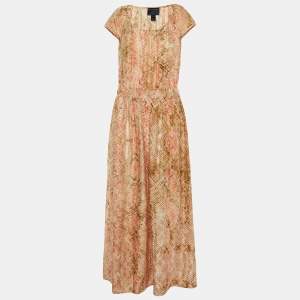 Class by Roberto Cavalli Pink Snake Print Silk Maxi Dress M