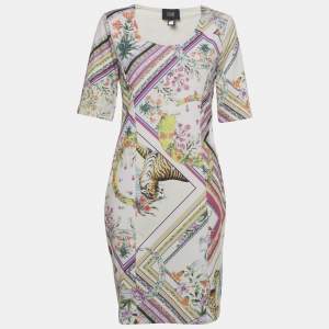 Pre Owned Class by Roberto Cavalli Pink Printed Stretch Knit Short Dress M